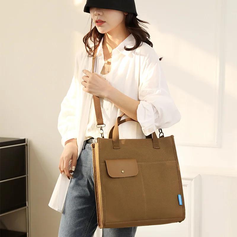 Korean version of the versatile women's canvas commuter shoulder bag large capacity women's bag