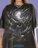 Wizard Dragon Dark Fantasy Sorcerer Magic Staff Comfort Colors® Tshirt, Epic Battle Gothic Mythical Creature Lightning Vintage Bootleg,
