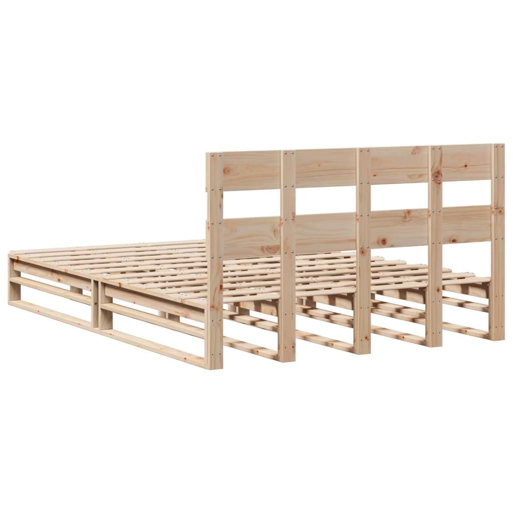 Solid Wood Bed Frame Without Mattress 140x190 Cm Pine Wood