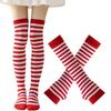 1 Set Women Girls Over Knee Long Stripe Printed Thigh High Cotton Socks Arm Sleeve Gothic Harajuku Gloves Sweet Cute Socks