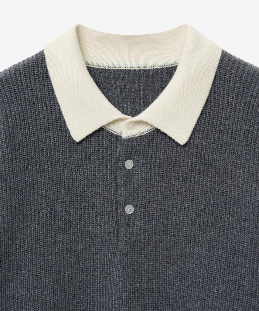 Tienjiti Oversized Rugby Polo Knit Top (Grey) Tnsw5F116G2