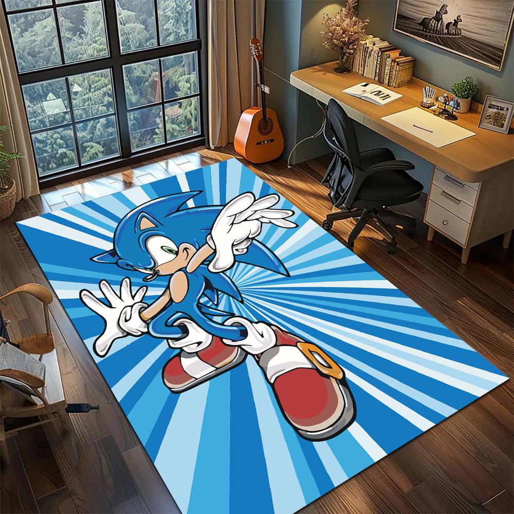 Sonic the Hedgehog Non Slip Floor Mat Rug Carpet Large Area Rug for Home Decor Bedroom Gamer Room Printed Washable -xia47