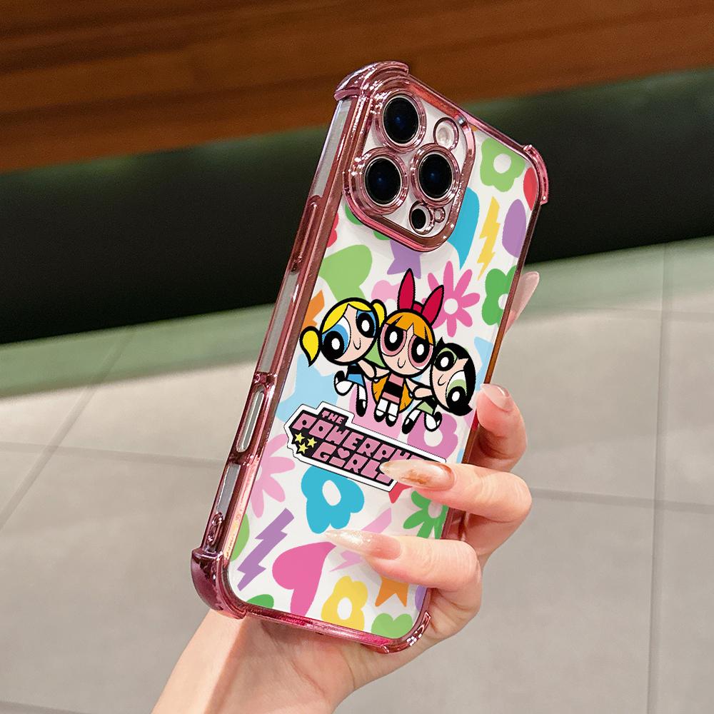 Cool Girl P-Powerpuffs Phone Case for iPhone 17 Air 16 15 14 Plus 13 12 11 Pro Max X Xs XR 8 e Anti-drop Transparent Soft Cover