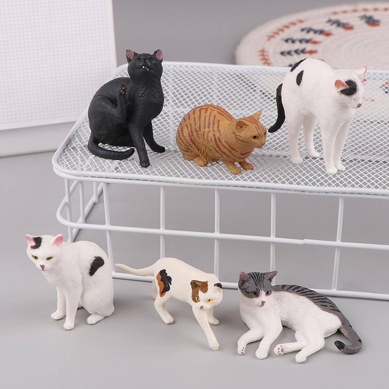 Resin Cats Ornament Kitten Figurine Animal Miniature Fairy Garden Doll House Decoration DIY Micro Landscape Home Decoration Gift