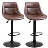 Set of 2 Bar Stools Bar Stools Bar Chairs, Height-Adjustable, Incl. Footrest, 46.5cm X 50cm X 108cm, Black + Brown