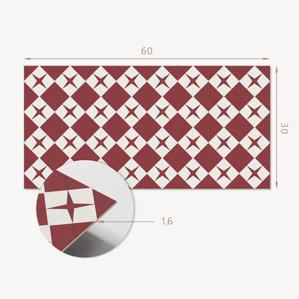Printed Vinyl Tiles - Bedroom Decoration Diamond Pattern with Stars 6x60x30 Cm