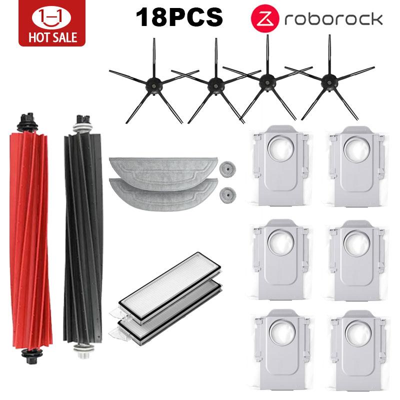 אביזרים לרובוט שואב אבק Roborock S8 Max V Ultra G20s מטלית מיקרופייבר לשטיפה שקיות אבק מברשות צד פילטרים חלקי חילוף מתחלפים