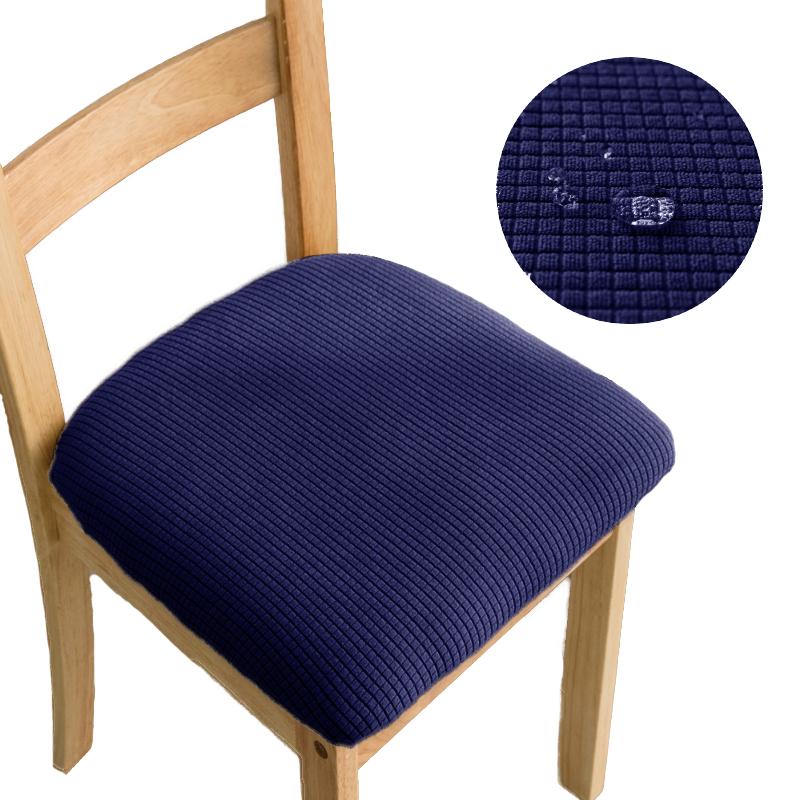 Spandex Jacquard Dining Room Chair Seat Covers WaterProof Removable Washable Elastic Cushion Upholstered Dining Chair Slipcover