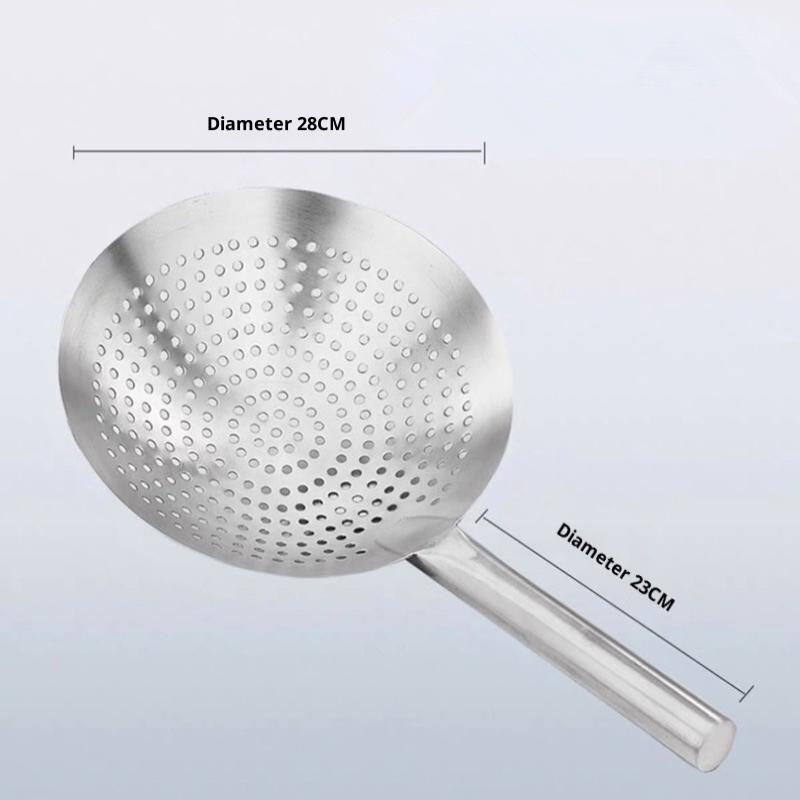 Stainless Steel Noodle Dumpling Skimmer with Long Handle and Mesh Design Reliable Strainer for Kitchen Use