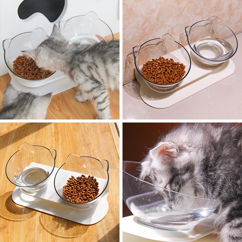 Katzennapf Transparent Doppelnapf Katzennapf Wassernapf Beckennapf Ständer Hundenapf Hundefutterbecken Schrägmaul Wirbelsäule