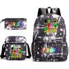 New Rhythm Box Sprunki Music Game Schoolbag Backpack Pencil Bag Three-piece Set Student Heat Transfer Backpack