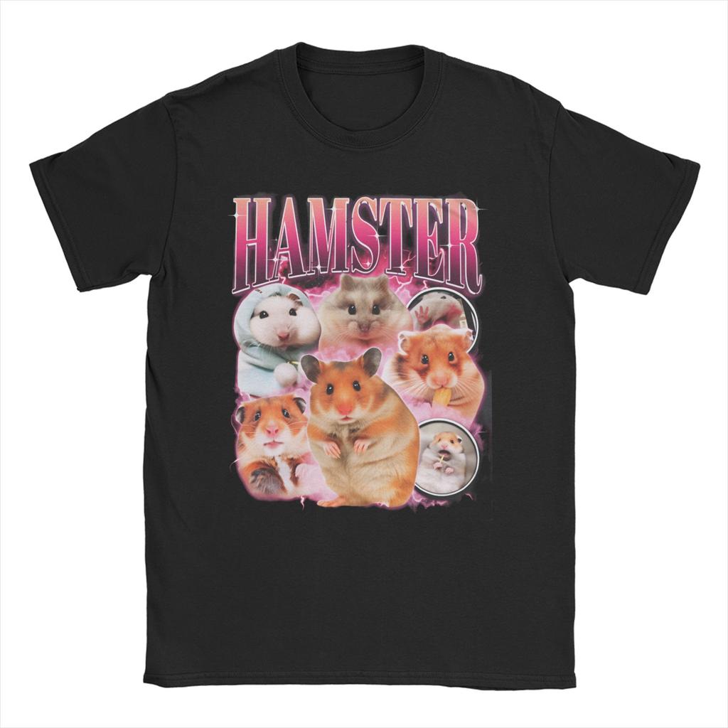 Unisex WoUnisexs TShirts Cyber Hamster Meme 90s Animal Vintage Pure Cotton Tee Shirt Short Sleeve T Shirts Crew Neck Clothing Summer