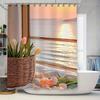 Elegant Sunset Window Shower Curtain Nature Inspired Home Modern Art Design Waterproof Polyester Eco-Friendly Fabric