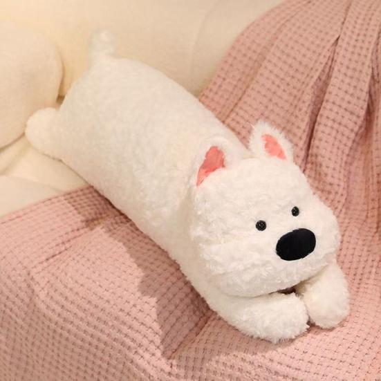 Cuscino Cane Peluche Giocattolo Cane Peluche Morbido Cuscino da Coccolare Animale Carino Cuscino Lungo per Divano Letto Cuscino Regalo per Bambini Adulti
