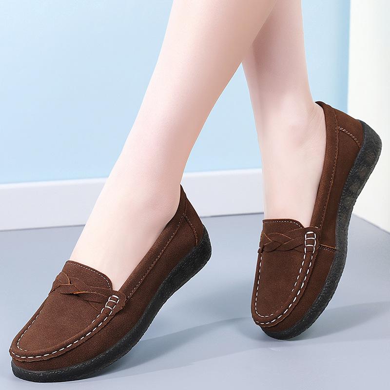Women Casual Shoes Spring Fashion Brand Designer Loafers Faux Suede New Platform Soft Sole Non-slip Flat Shoes Zapatos Mujer