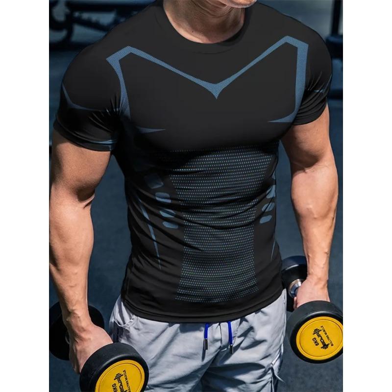 Men's Racing 3D Printed Round Neck Short Sleeve Top  Casual Loose Men's T-shirt Daily Sports Sweat Absorbent Short Sleeve