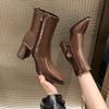 Jesienne damskie buty na obcasie Zimowe Plus aksamitne grube buty do kostki dla kobiet Wysokie obcasy Sukienka Casualowe damskie buty typu Chelsea