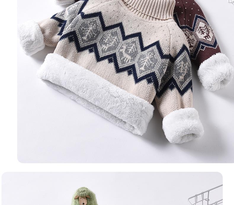 Boys' and Girls' Thick Fleece Turtleneck Sweater – Stylish Knitwear Base Layer for Autumn & Winter