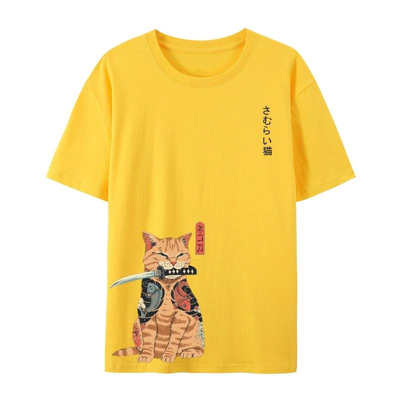 Tricou pentru bărbați cu imprimeu pisică, animal, Harajuku, drăguț, larg, cu mânecă scurtă, top casual, modă simplă, mărime europeană, top de vară pentru bărbați