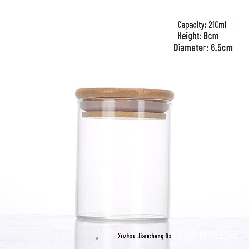Opbergpot van Borosilicaatglas met Bamboe Deksel - Ideaal voor Granen, Kruiden, Snoep of Thee.
