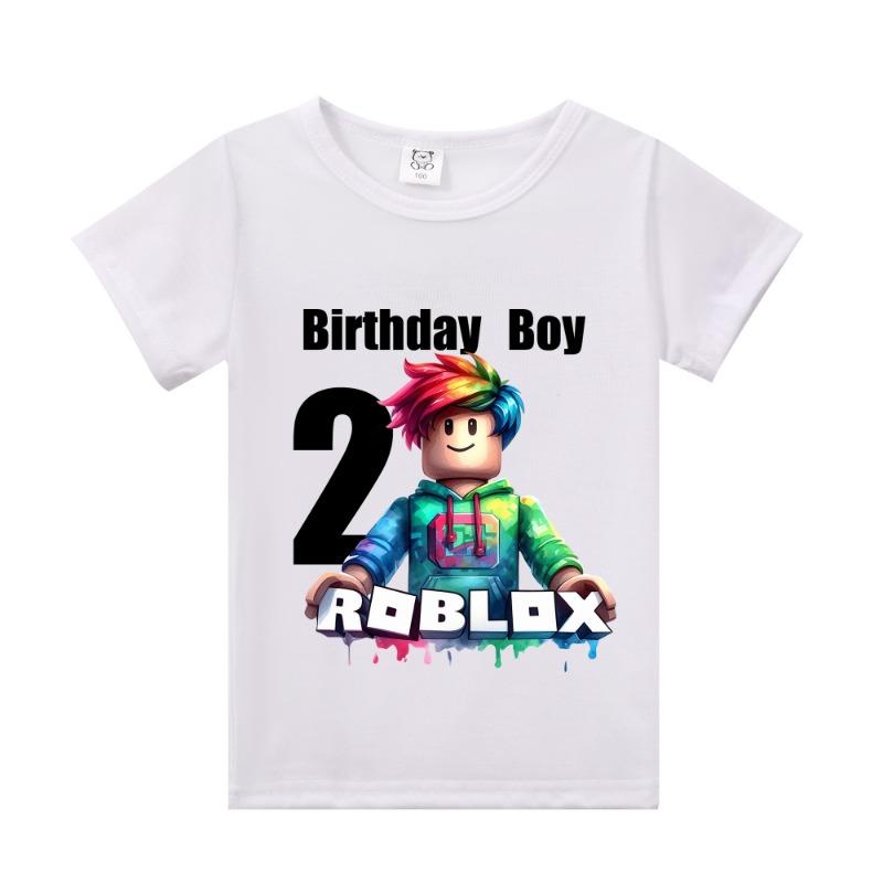 New Roblox Children T Shirts Cartoon Birthday Number Graphic T-shirts Boys Girls Casual Short Sleeves Tops Summer Kids Clothing