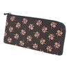 Indenya Inden Long Wallet, Purse A, L-shaped Zipper, Coin Purse, Deerskin, Black with Pink Lacquer, Cosmos Pattern, 2315-51-175