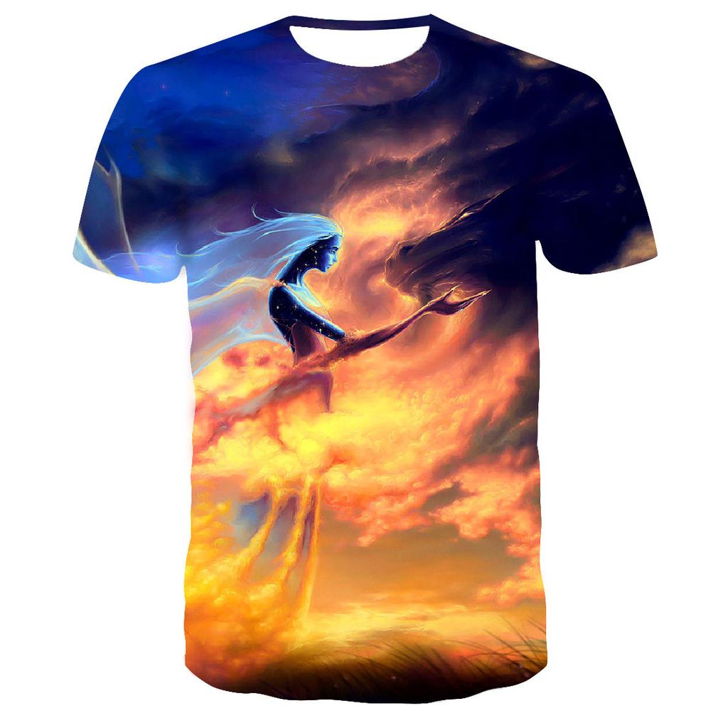 Tričko s kulatým výstřihem Krátký rukáv Streetwear Fly Dragon 3D Tričko Muži Ženy Potištěné Top Neformální Páry Punková trička