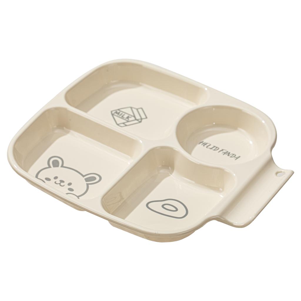 4 Grids Square Plastic Compartment Dinner Plate Dishes Reusable Students Kids Food Plate Salad Plates Dishwasher Safe Tableware