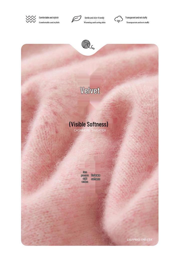 Women's Cashmere Knit Half-High Neck Rolled Edge Hollow Sweater - Versatile, Soft, and Stylish for Autumn & Winter Commuting.