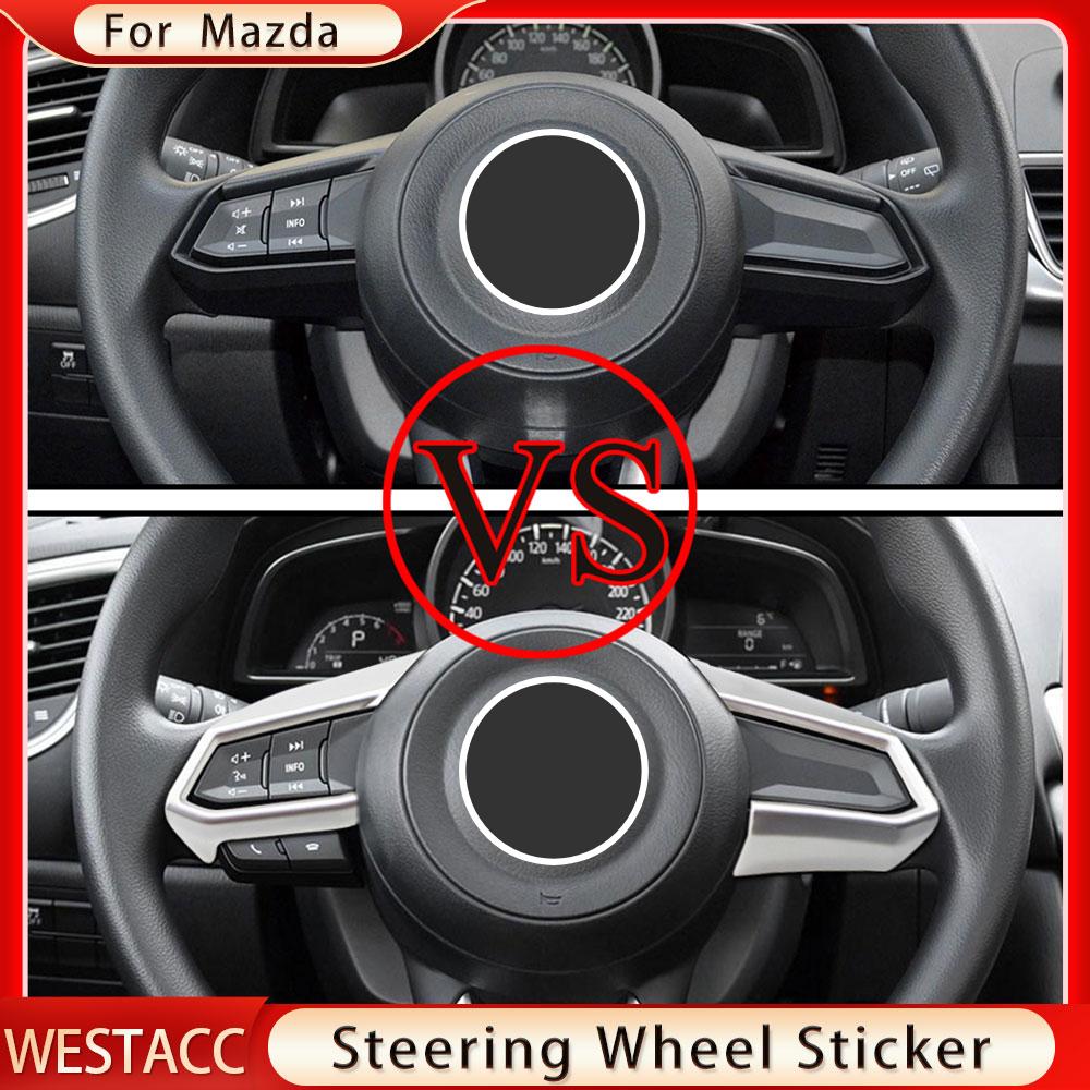 Car Steering Wheel Trim Circle Sequins Cover Sticker for Mazda 3 6 CX-3 CX3 CX-5 CX5 CX8 CX9 Axela Atenza 2017 2018