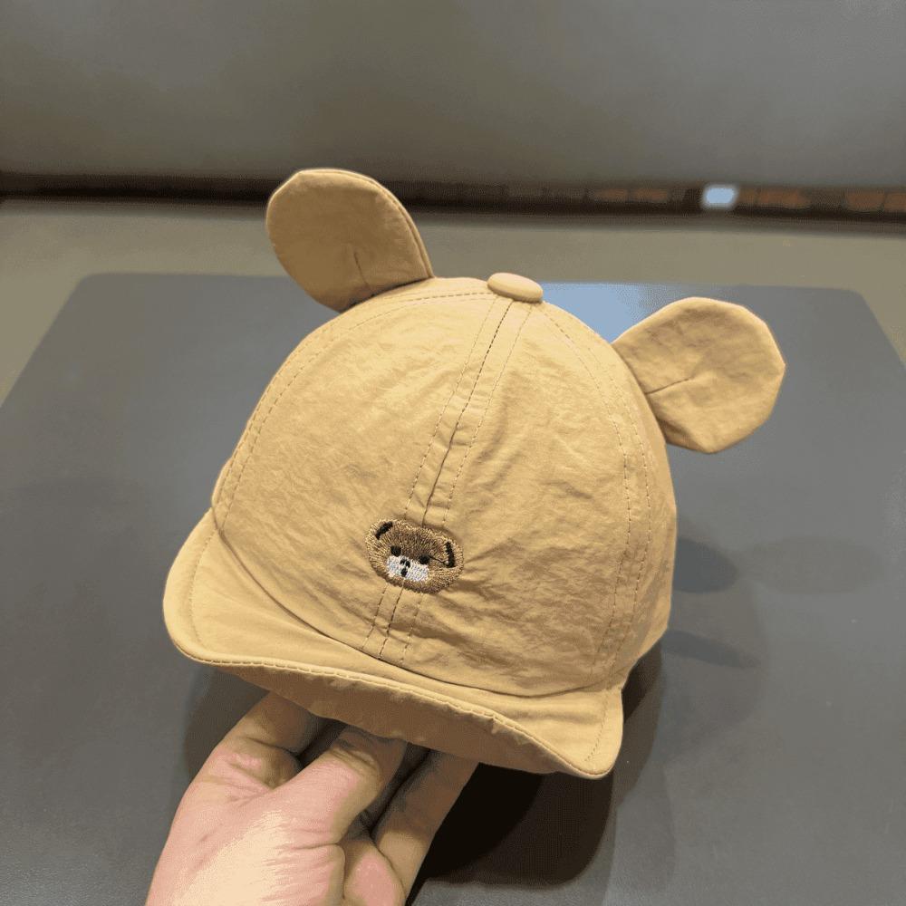 Little Bear Embroidery Kids Sun Hat Soft Brim Cartoon Bear Hat Baby Peaked Cap For Girls Boys