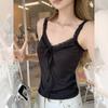Pure Desire Black Lace Strap Sling Vest Women's Summer New Inner and Outer Wear Sweet Spice Sexy Top