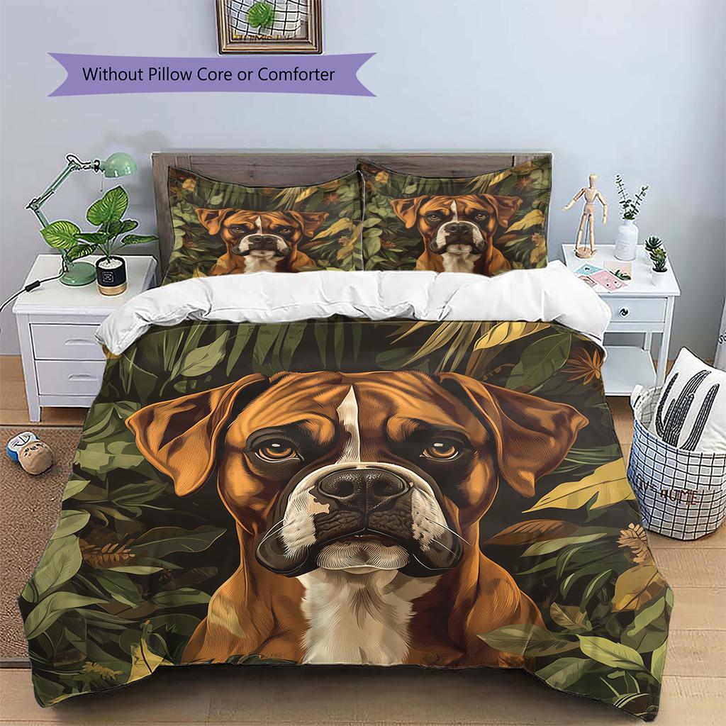 Vintage Boxer Pattern Bedding Home Decoration Birthday Gift (1 * Duvet Cover + 2 * Pillowcase, Without Core)