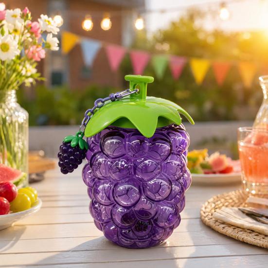 Water Cup with Straw, Grape Shape, Large Capacity Plastic Drinking Cup, Transparent Water Bottle for Outdoor Sports Office Study