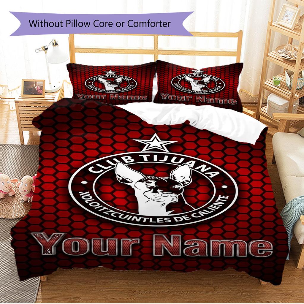 Name Custom Club Tijuana Logo Pattern Bedding Set Quilt Cover Pillowcase Home Decor Gift (1 * Duvet Cover + 2 * Pillowcase, Without Core)