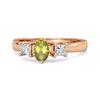 Anel Elegante de Três Pedras Peridoto - Prata Esterlina 925 Banhado a Ouro Rosa