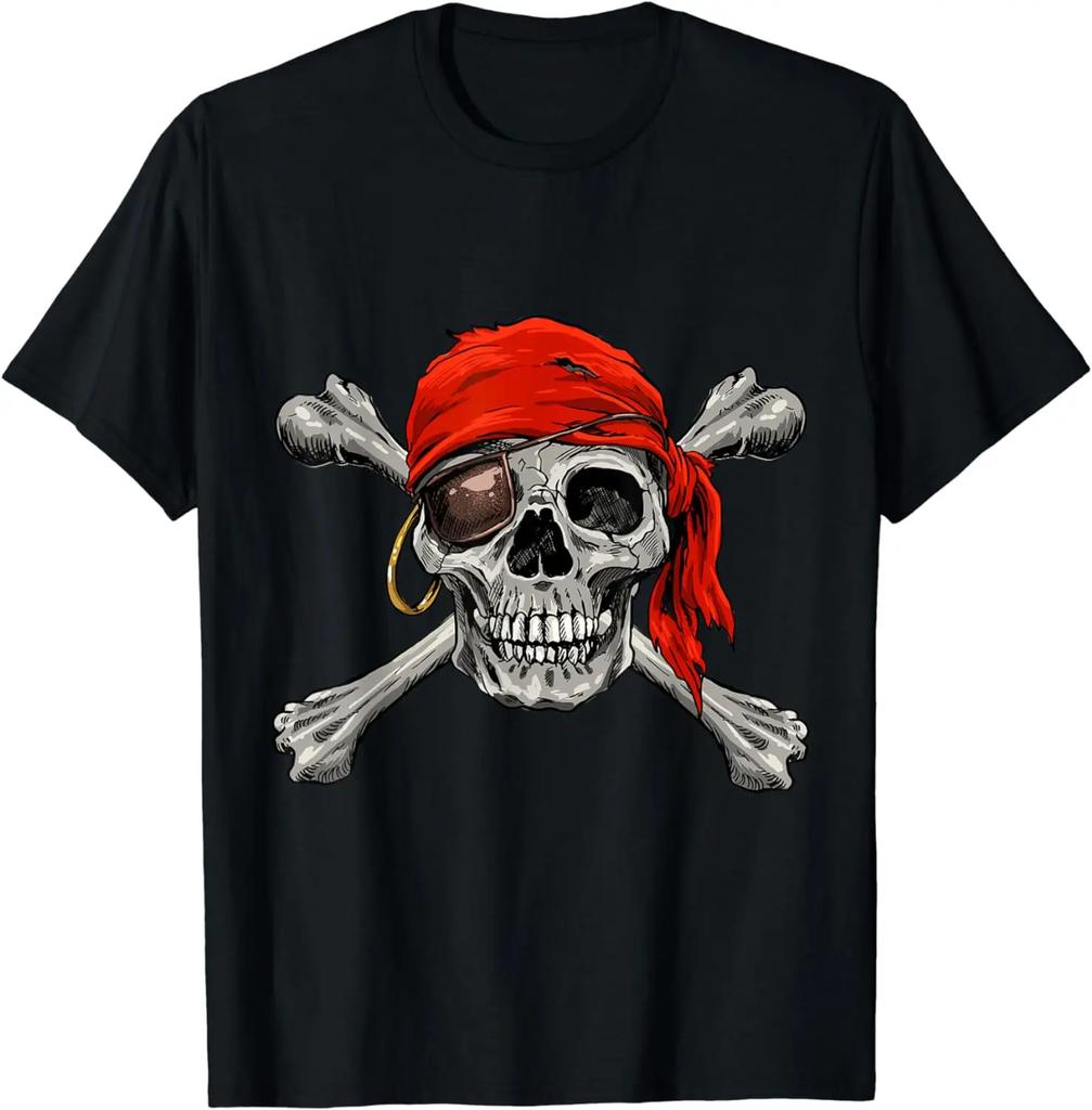 Pirátske tričko Jolly Roger Tričko s lebkou a skríženými kosťami Halloweenske tričko