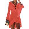 Sexy Beach Cover Up Long Sleeve Sun Protection Dress Flared Sleeves Solid Color Beach Dress for Swimming Pool