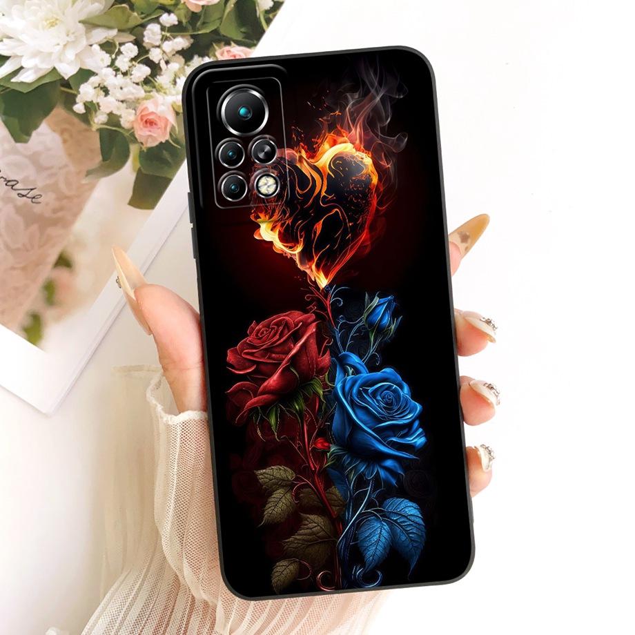 Fashion Painting Phone Case For Infinix Note 11 11s 11 Pro X697 X663 X698 Funda Soft Matte Silicone Bow Pattern Cartoon Cat Capa