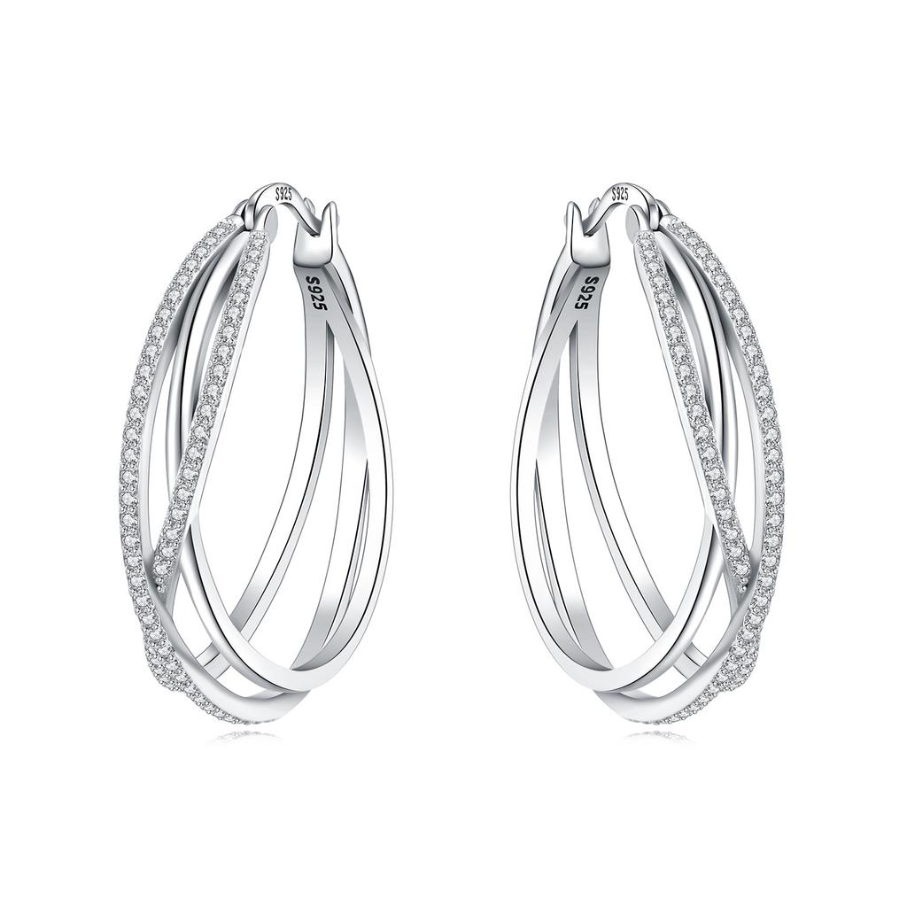 925 Sterling Silber Exquisiter Mehrschichtiger Ohrring Schmuck Vielseitige Creolen für Damen Schmuck Feines Geburtstagsfeier Geschenk