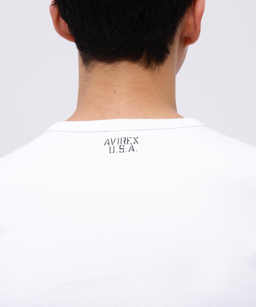 AVIREX DAILY RIB V-NECK TEE 6143501 men's S white