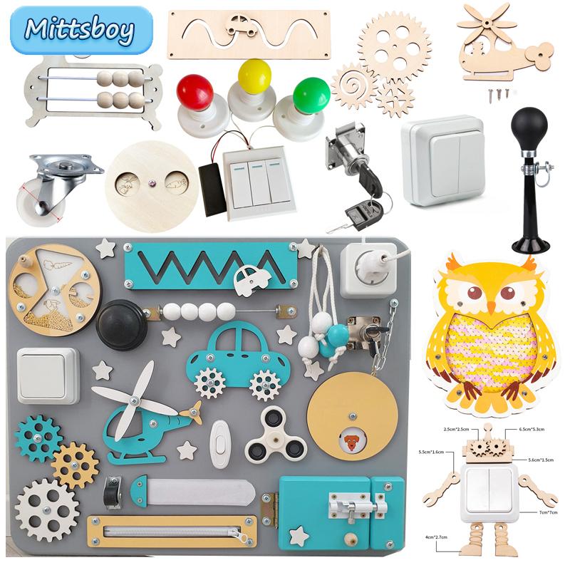 Bébé Montessori Tableau d'activité DIY Jouet en bois Accessoires Robot Cadenas Engrenage Klaxon Fermeture éclair Jouet éducatif Graffiti pour enfants Cadeaux