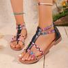 Women Splicing Sandals Summer New Bohemian Zip Sandals Woman Plus Size Rome Sandals For Flat Femme Casual Gladiator Shoes