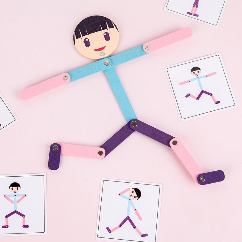 Montessori Medžiaga PASIDARYK pats Dėlionės Žaislai Sportiška Poza su 24 Dvigubomis Kortelėmis Vaikams Žvalgyba Ankstyvojo Ugdymo Žaislai Dovanos