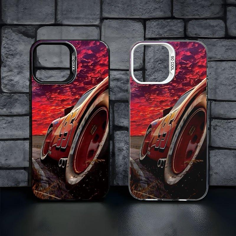 Rood autodesign telefoonhoesje geschikt voor iPhone 17 16 15 14 13 12 11 Pro/Max/Plus valbestendige en schokabsorberende achterkant