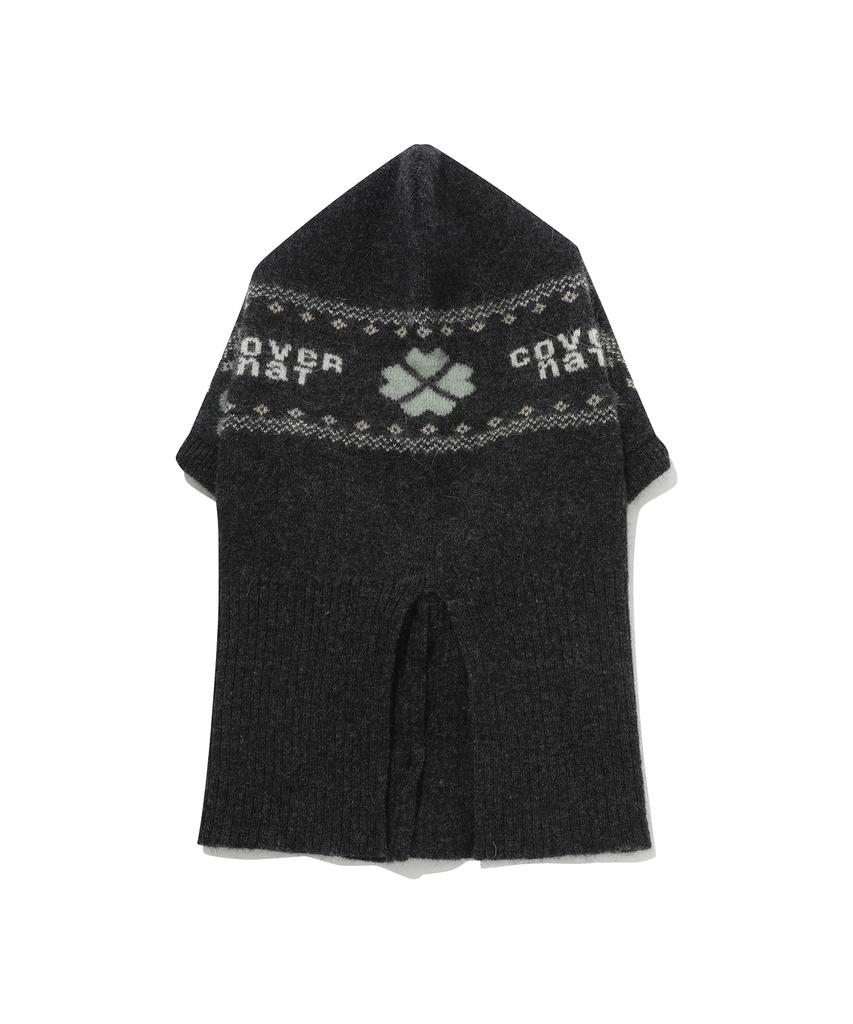 COVERNAT WOMAN Cloverheart Jacquard Angora Balaclava Dark Gray