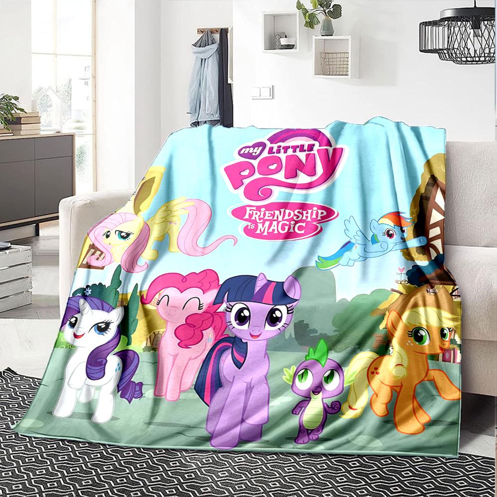 1pc Little Pony Adventure Flannel Blanket,Ultra Soft Warm Plush Throw for Home Bedroom Bed Sofa Cover Camping Picnic Gift Y72438