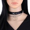 Punk Pu Leather Fashion Chain Heart-Shaped Collar Collarbone Necklace Classic Peach Pendant Necklace