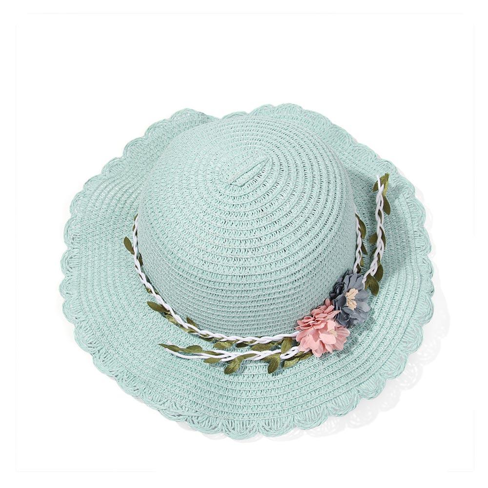 Travel Straw Weaving Toddler Baby Girls Summer Hat Flower Sunshade Caps Shoulder Bag Wide Brim Hats