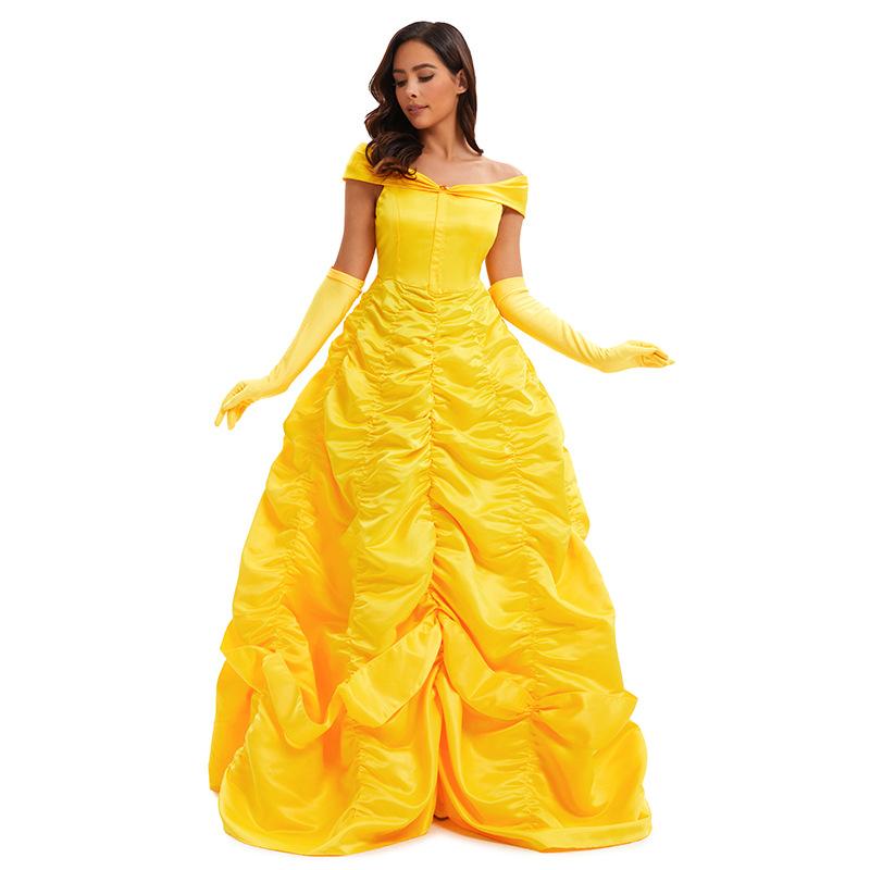 Beautiful Woman and Beast Belle Princess Dress Cosplay Long Dress Suit Women